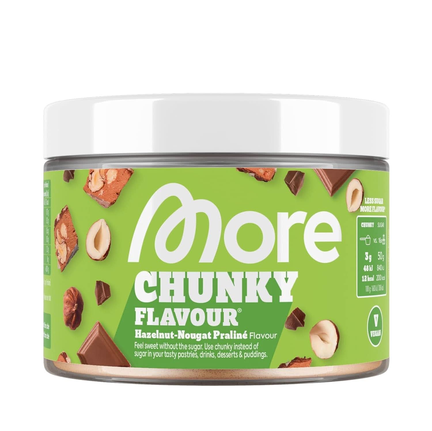 MÁS Chunky Flavor, Cheesecake de Arándanos, aroma en polvo para endulzar con inulina y lactasa, 150 gramos Edulcorantes Naty Shop 150 gramos Bombones con nueces y avellanas