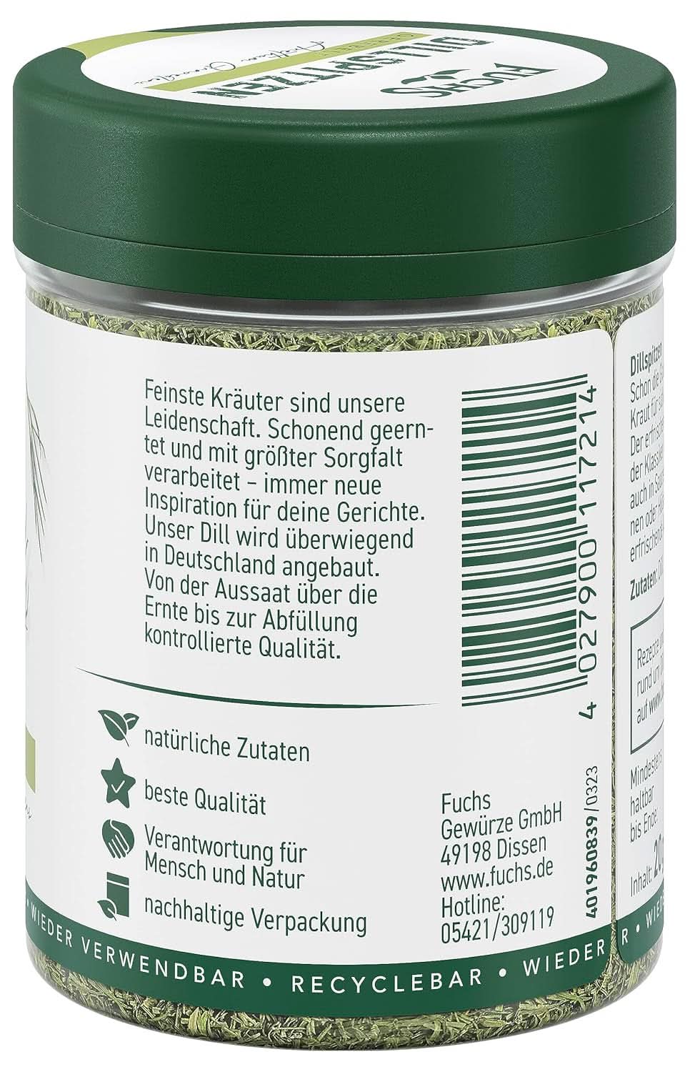 Eneldo picado Fuchs, 20 gramos Condimente Naty Shop