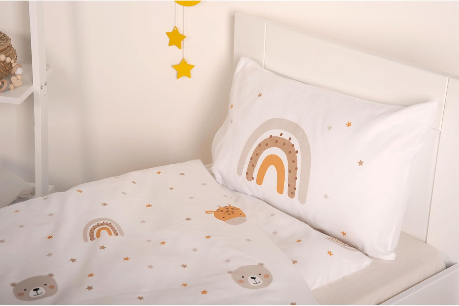 Pastoreo Babybest Little Friends Winterbettwäsche, Kopfkissenbezug 40 X 60 Cm Mit Hoteleinschlag, Bettbezug 100 X 135 Cm, Mit Zwißwerfer, 100% Baumwolle/Flannel, Weiß, Twin Naty Shop