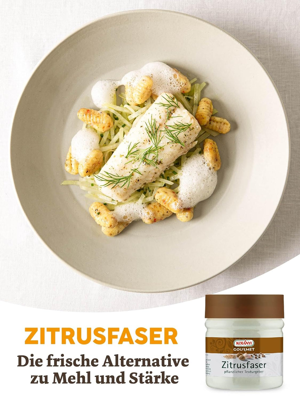 Kotanyi Gourmet Zitrusfaser | pflanzlicher Texturgeber, Alternative zu Mehl und Stärke, ca. 120g, 400ml