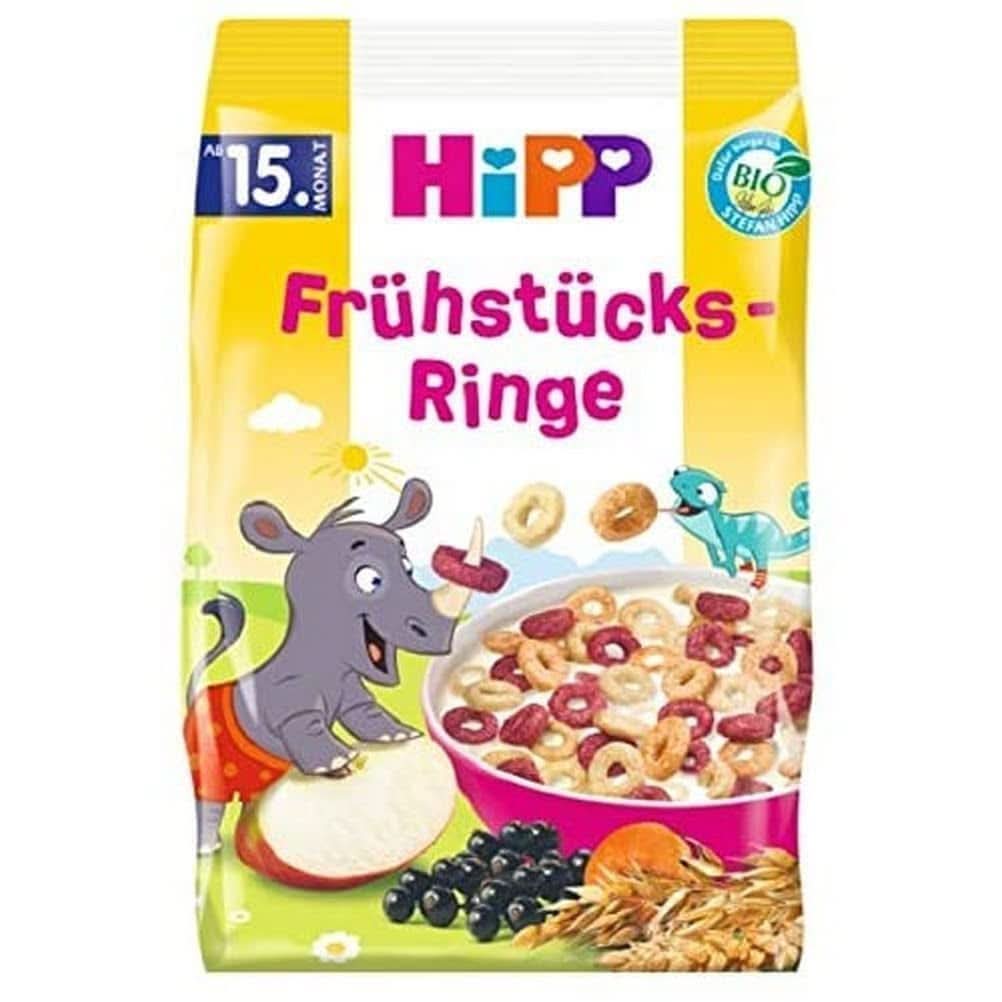 Muesli de fructe ecologic Hipp, pachet de 6 x 200 grame Cereale Naty Shop 5 x 135 grame Inele pentru micul dejun