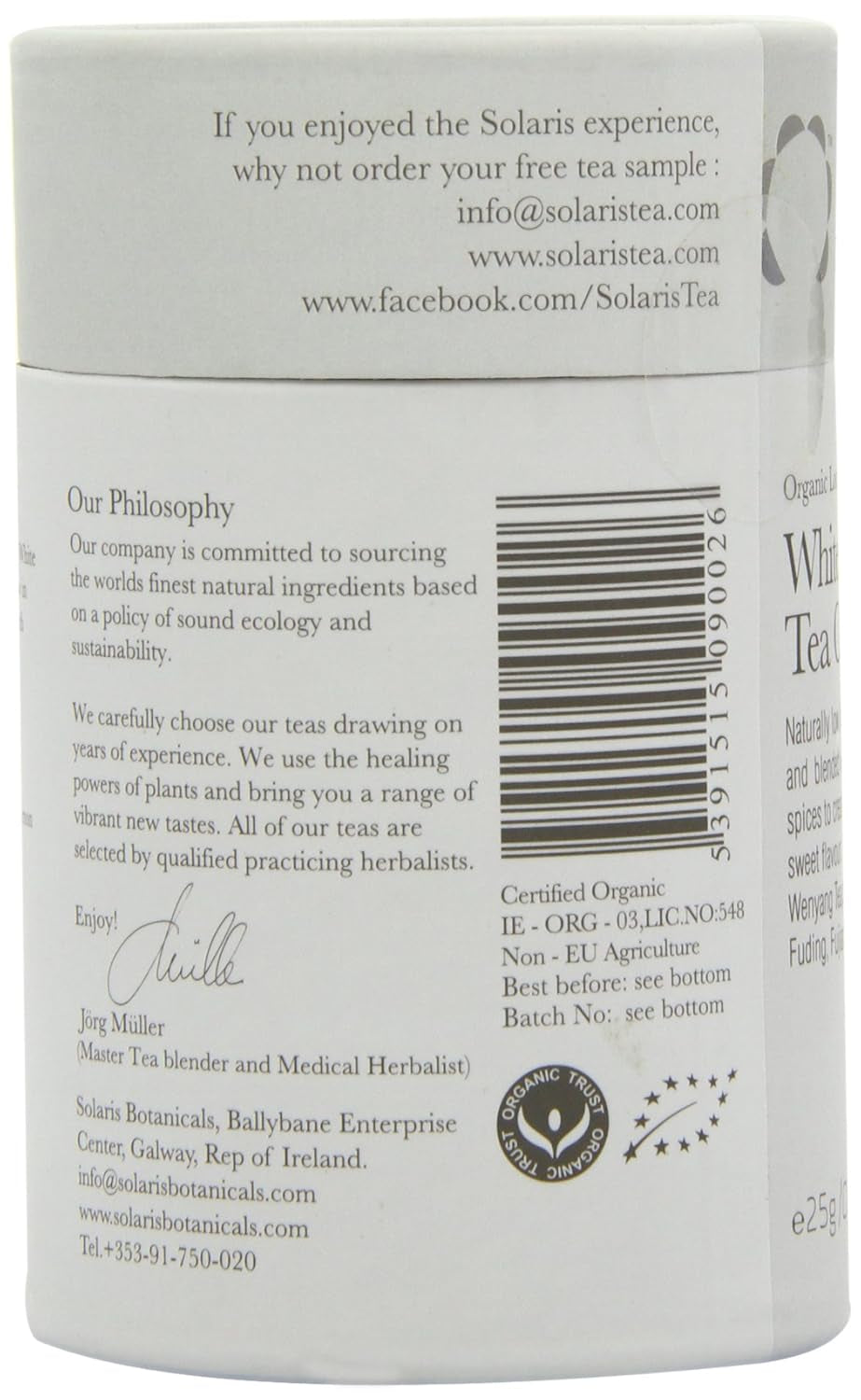 Solaris Ceai organic Ceai alb Chai 25 g