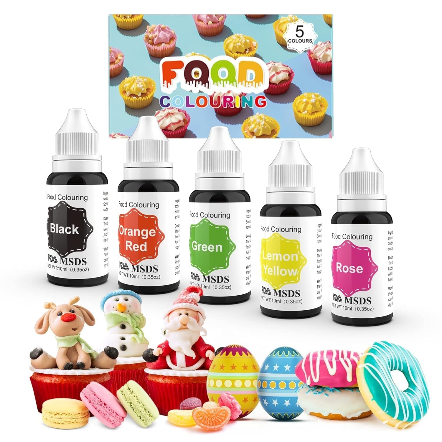 Colorant alimentar 9 x 10 ml, coloranți alimentari lichizi - set de coloranți alimentari pentru decorarea torturilor, macaroane, gogoși, fudge, glazură, săpunuri DIY, înghețată, colorant pentru săpun, colorant pentru pistol de pulverizare