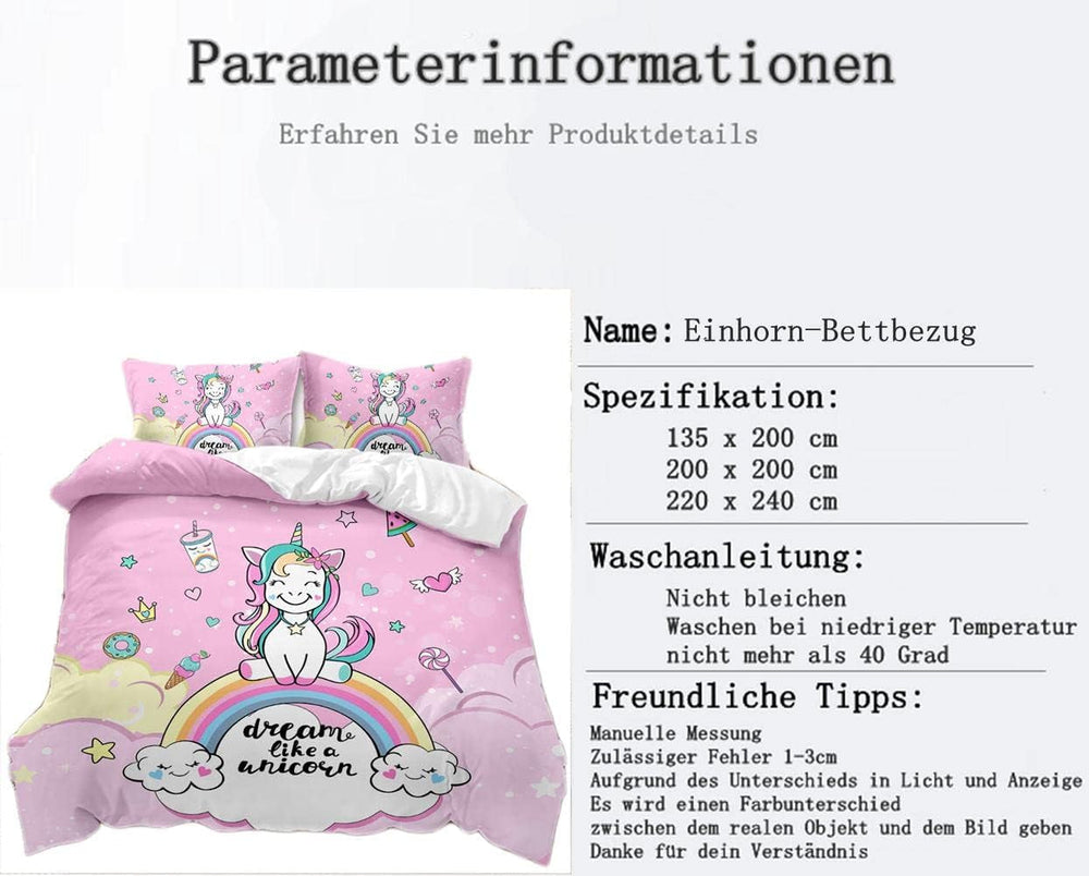 Lenjerie de pat pentru fetite, Unicorn, 2 fețe de pernă Lenjerie de pat - copii Naty Shop