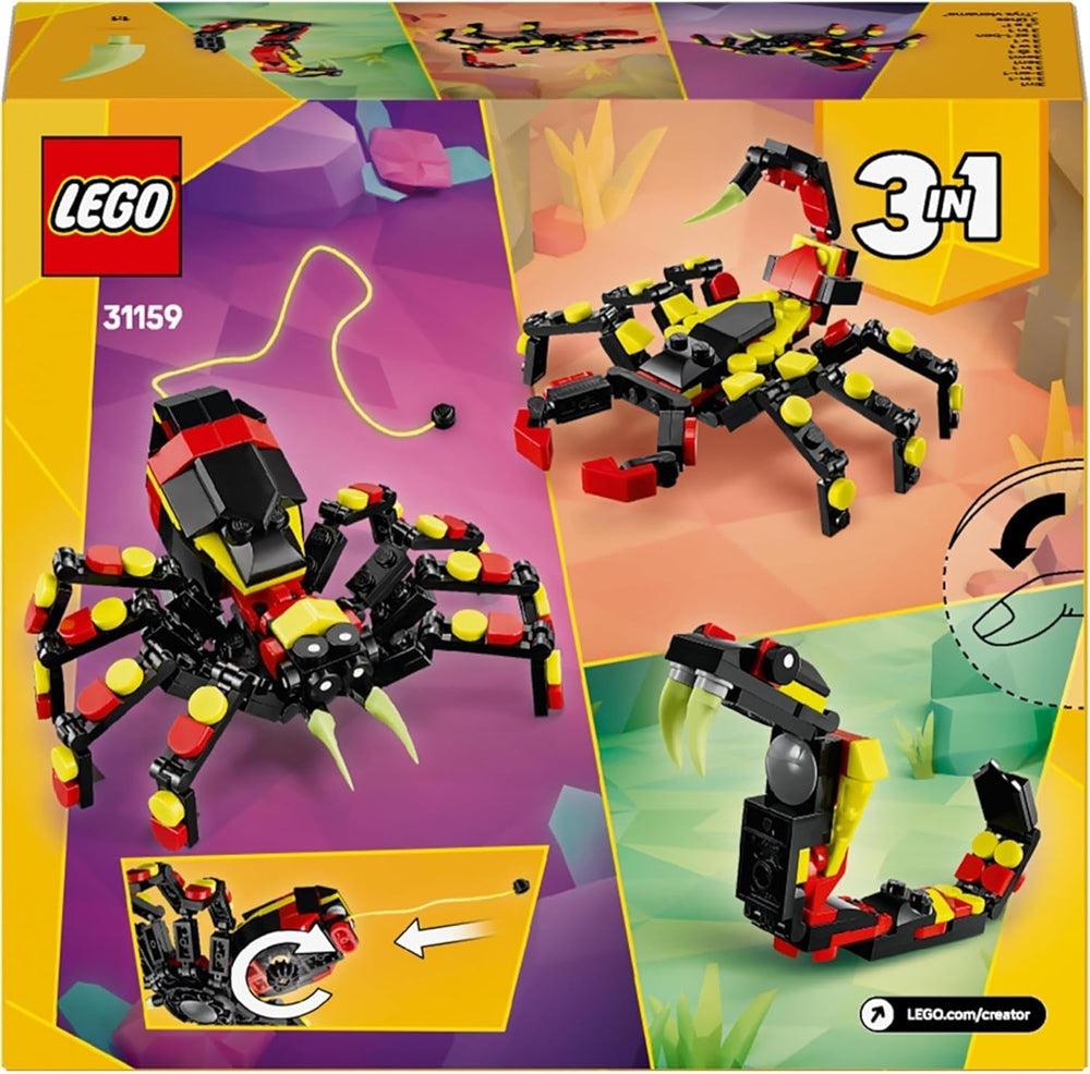LEGO Creator 3In1 Animales salvajes: Araña sorpresa - juguete para reconstruir en figura de escorpión o serpiente - set de construcción con 3 modelos - regalo para niños y niñas a partir de 7 años 31159 Juegos de construcción Besuche den LEGO-Store