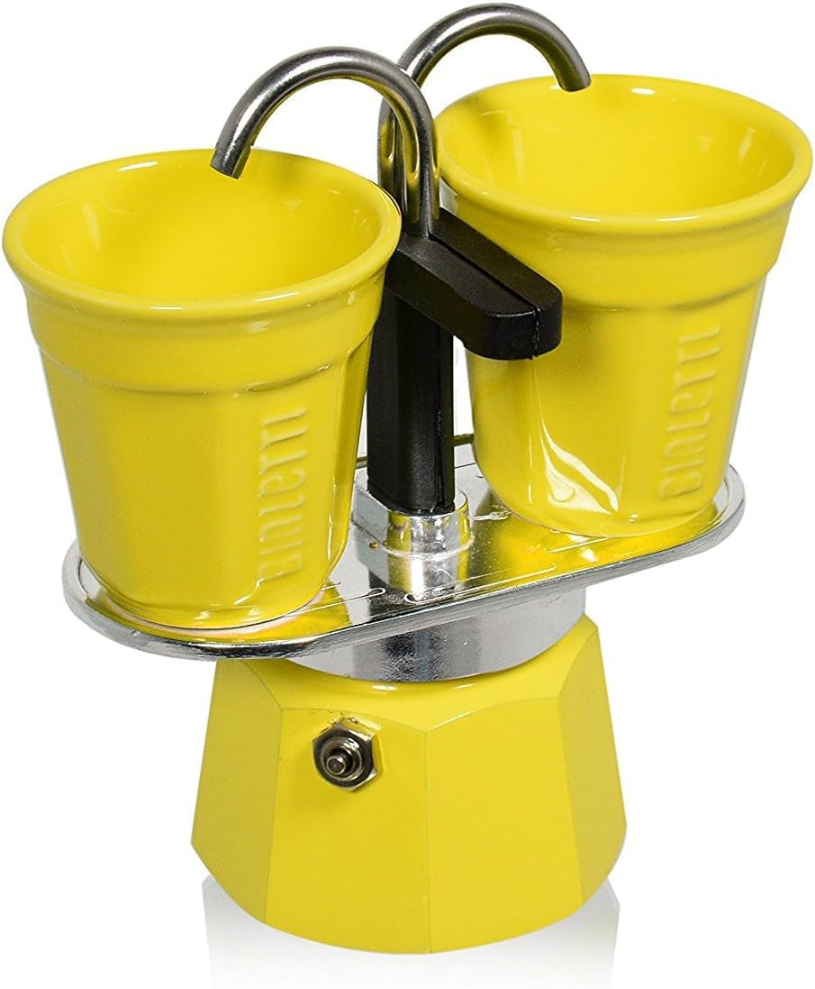 Bialetti - Mini Express Kandisky: Set Moka include aparat de cafea pentru 2 cești (90ml) + 2 cești de espresso, roșu, aluminiu