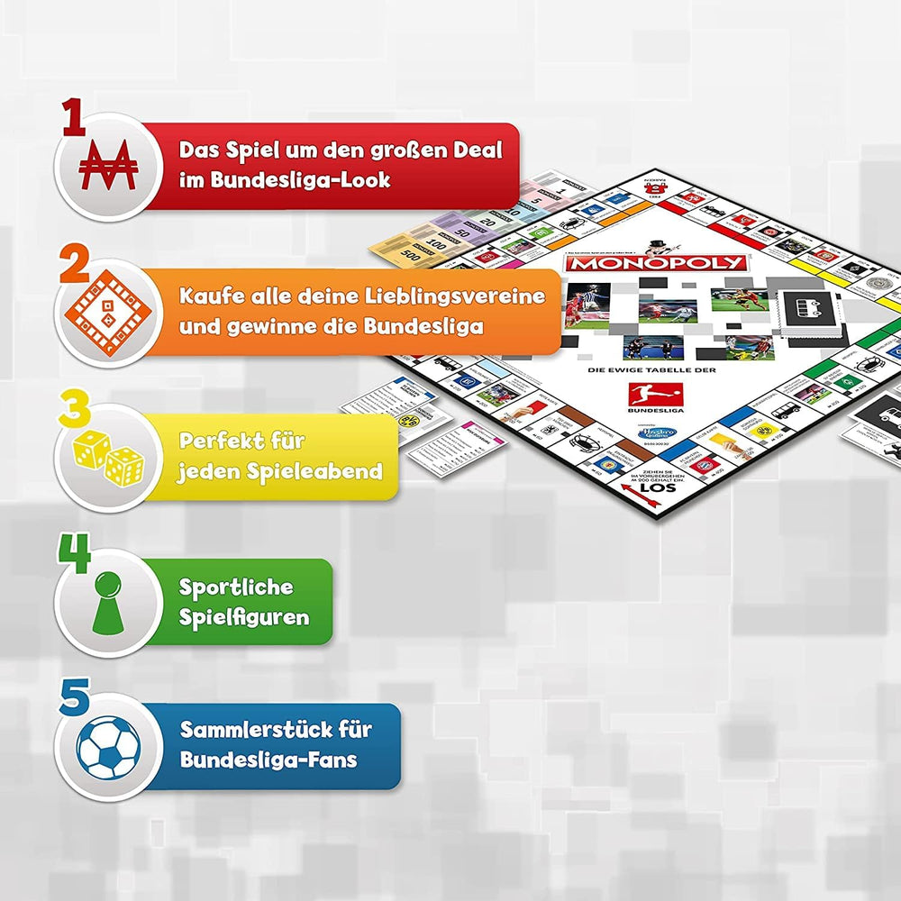 Winning Moves Monopoly Bundesliga Edition - Monopoly Fan Game - Juegos de estrategia familiares Edición Bundesliga - 2+ jugadores a partir de 8 años - Alemán