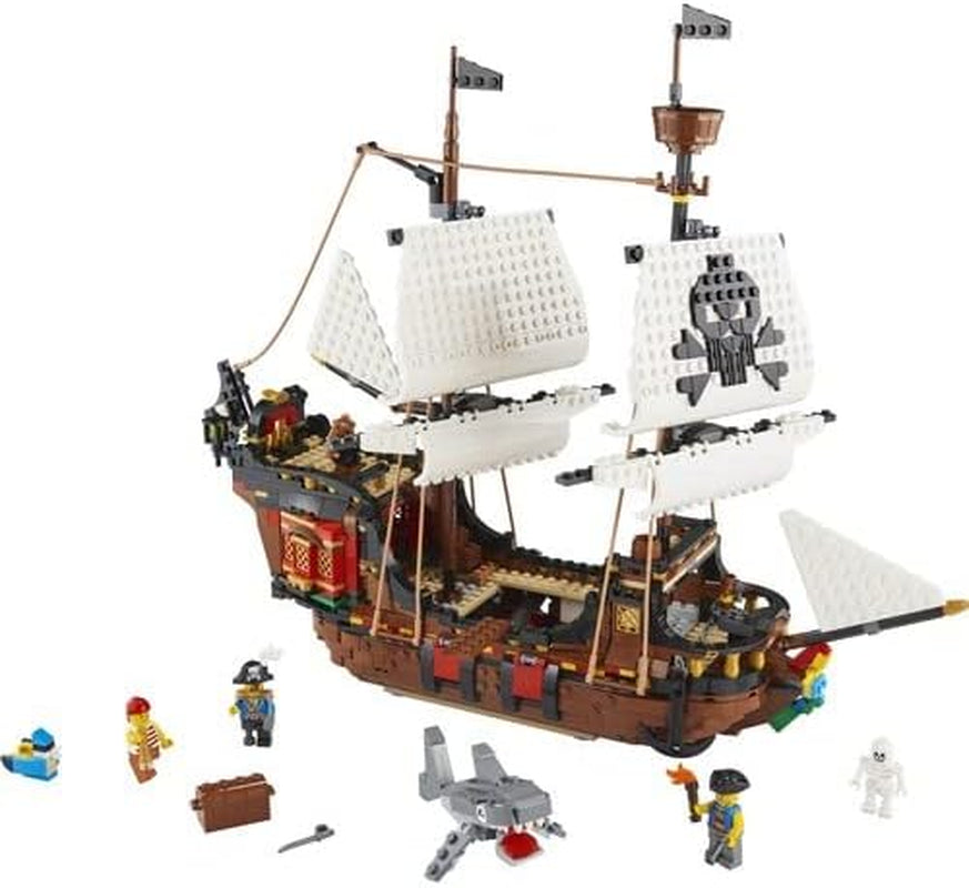 LEGO Creator Juego de Barco Pirata 3 en 1, Juguete con 3 Opciones de Construcción, Construye una Taberna Pirata o una Isla Pirata Calavera, Incluye 3 Minifiguras de Aventuras de Juego de Roles 31109 Juegos de Construcción Besuche den LEGO-Store