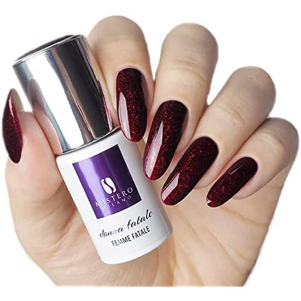 Esmalte de uñas con purpurina UV Mistero Milano - Esmalte de uñas LED - Híbrido con purpurina - Cobertura total - 7 ml Into the Dark Night