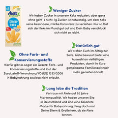 Galletas para bebés Alete Conscious, a partir de 8 meses, galletas de mantequilla de trigo para bebés, galletas pequeñas convenientemente empaquetadas, perfectas para llevar y a tiempo, 1 x 180 g (paquete de 2)