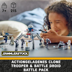 LEGO Star Wars 75372 Paquete de Batalla de Soldado Clon y Droide de Batalla, Incl. 4 minifiguras, 5 droides y una moto deslizadora con tirador - Juguete de construcción para niños y niñas a partir de 7 años Juegos de construcción Besuche den LEGO-Store