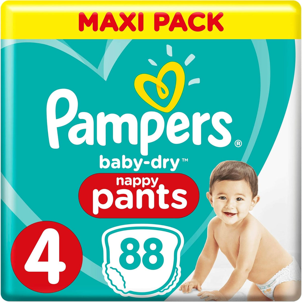 Pampers (versión antigua), bragas, talla 4, 9 kg-15 kg, paquete de tres (1 x 88 pañales)
