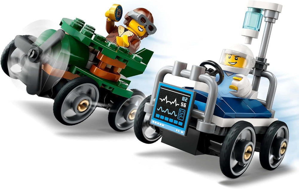Avión LEGO City vs. Set de coches de carreras con cama de hospital - Jabonera de juguete para niños y niñas a partir de 5 años - Set de construcción con 2 minifiguras - Regalo de cumpleaños y vacaciones 60459 Juegos de construcción Besuche den LEGO-Store