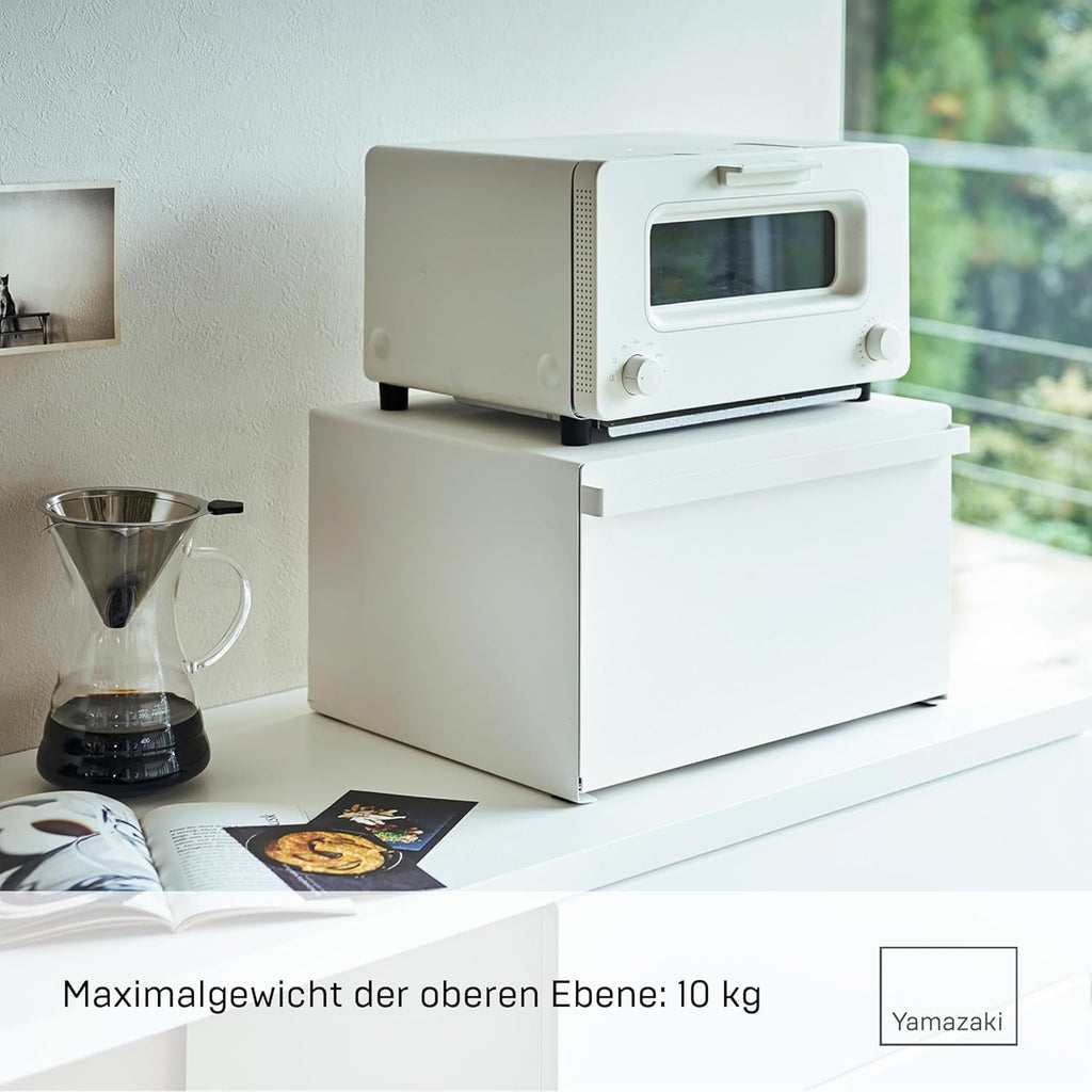 Yamazaki 4352 TOWER Coș pentru pâine, alb, oțel, minimalist, 40 x 34,5 x 24 cm Cutii depozitare alimente Naty Shop