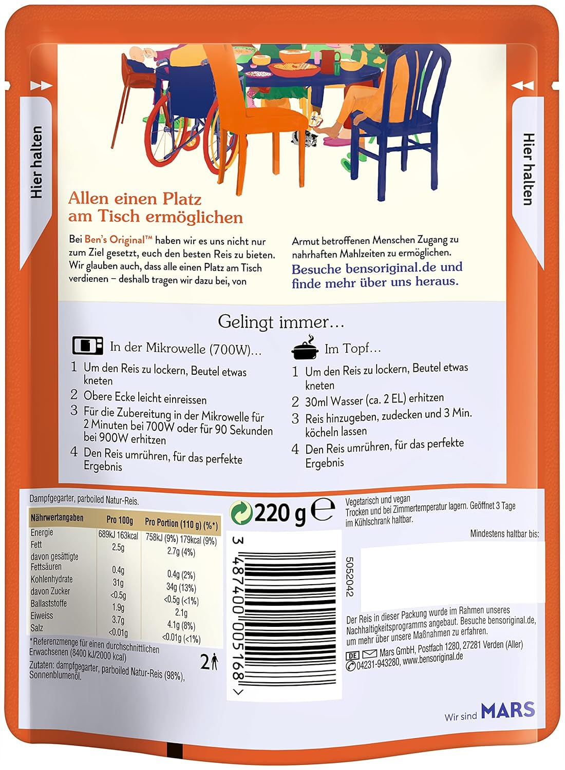 BEN'S ORIGINAL™ arroz express natural 6 x 220g