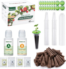 Juego de cápsulas hidropónicas de 166 piezas: kits de plantas para cultivar cualquier cosa, que incluyen esponjas de cultivo, cúpulas de cultivo y etiquetas de alimentos para plantas A&B, accesorios hidropónicos para la mayoría