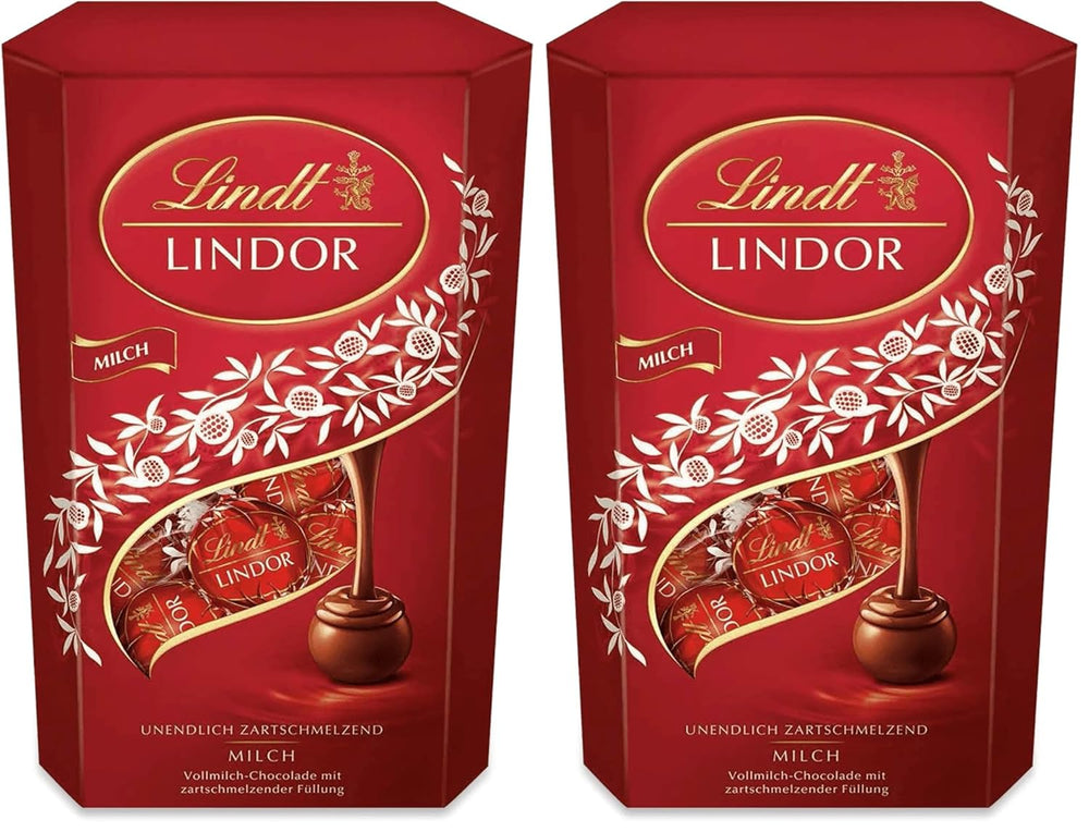 Chocolate Lindt | Cono chocolate con leche LINDOR | 500g | 38 bolas de chocolate con leche con relleno que se deshace en la boca | regalo de chocolate