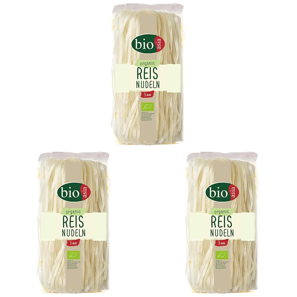 BIOASIA Fideos de Arroz Orgánicos, Fideos Asiáticos de Harina de Arroz 100% Orgánico, Sin Gluten y Veganos, 1 x 200g