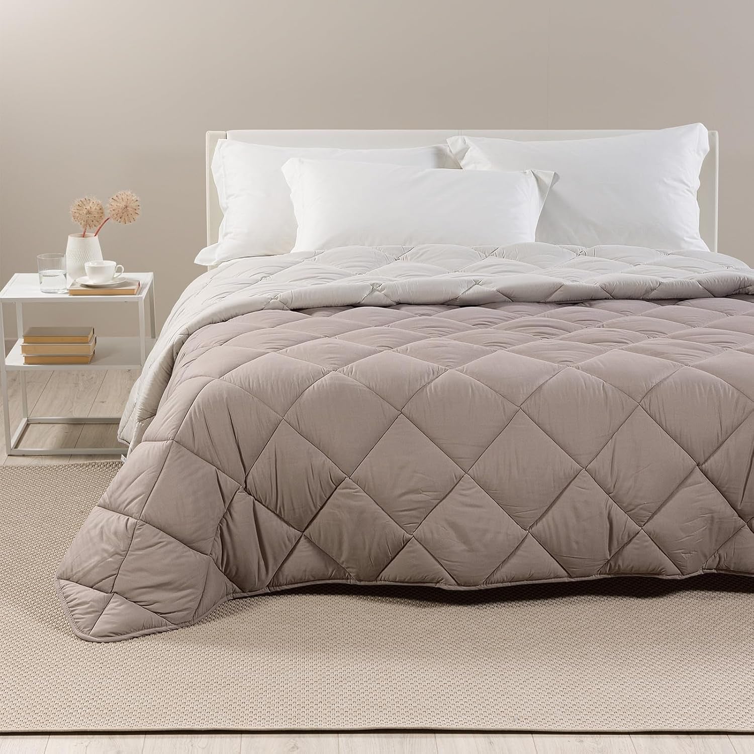 Caleffi Edredón Cama Matrimonio Invierno 260 X 265 Cm Microfibra Cama Matrimonio Invierno Suave Cómodo Acolchado Durable Lavable Antialérgico Edredón Made in Naty Shop Edredones y Edredones Avellana 260X265