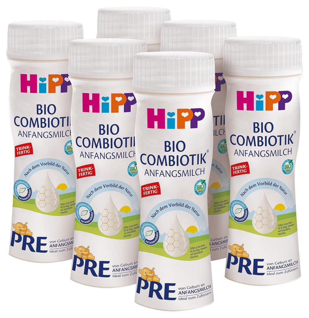 HiPP PRE Fórmula Combiótica Orgánica Lista para Beber (6 x 200ml) Leche Infantil Desde el Nacimiento Solo Contiene Lactosa como Carbohidrato Mejor Orgánico
