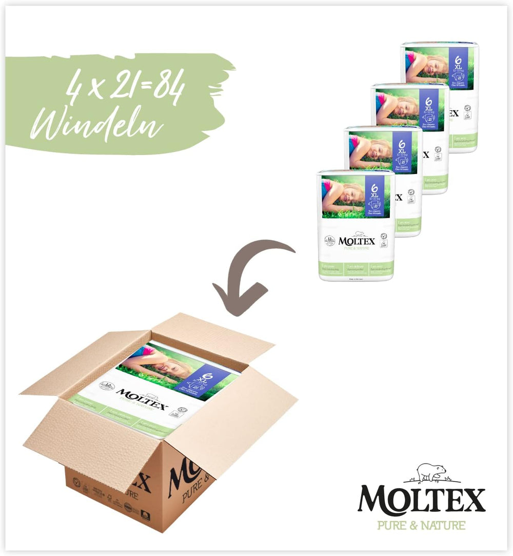 Pure & Nature Pañales Orgánicos Talla 6 XL (17-28kg) Mensual Caja 84 Pañales Orgánicos