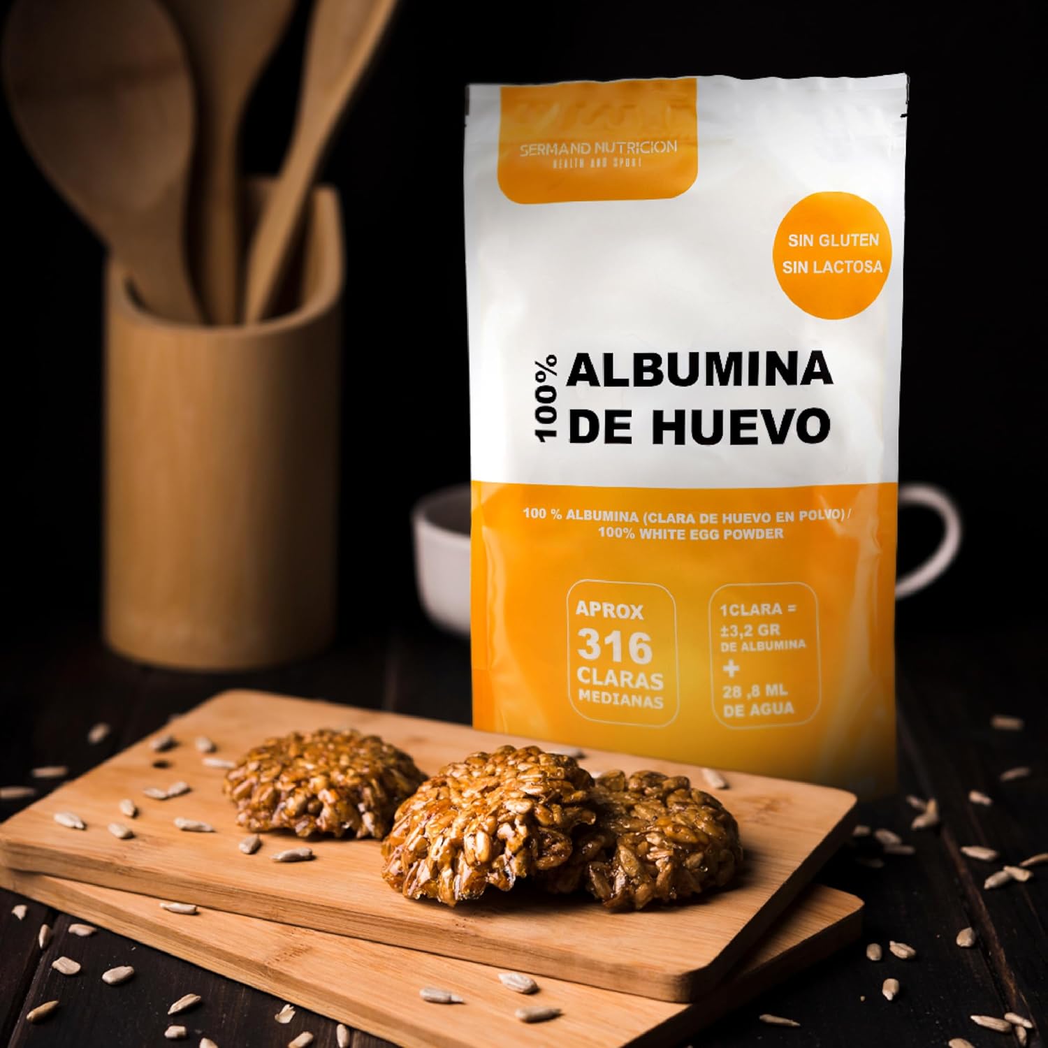 Sermand Nutrition Albúmina de Huevo 100% Polvo Sin Gluten Sin Lactosa