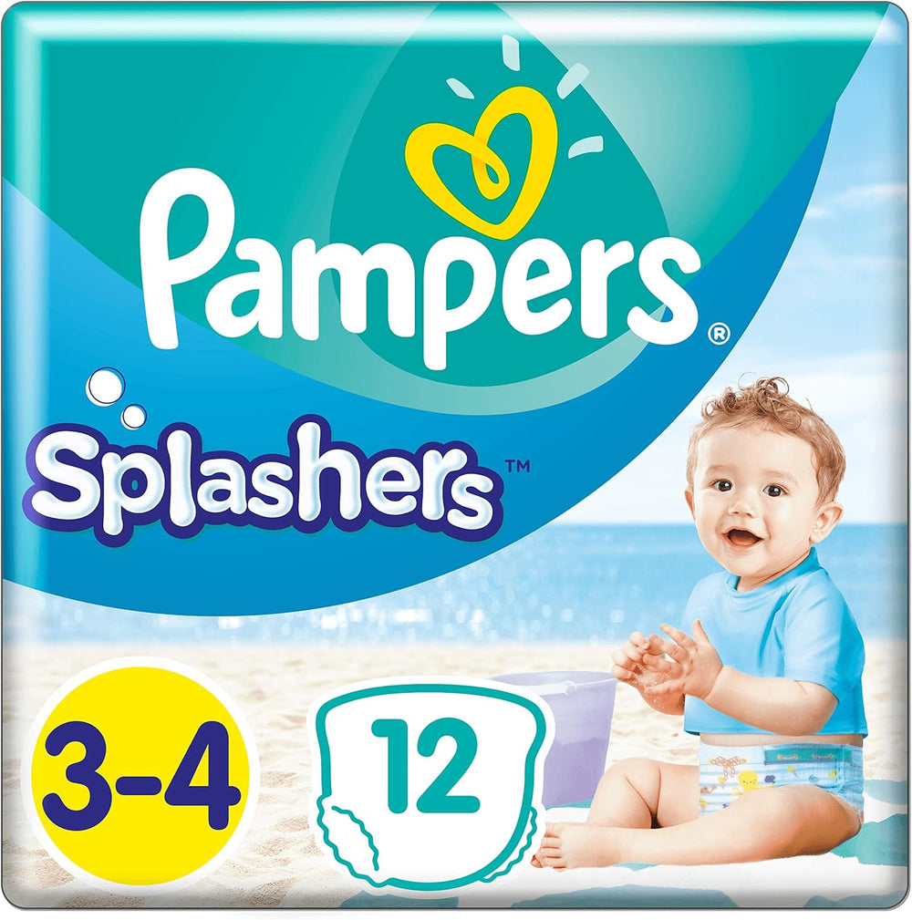 Pampers (versión antigua), pantalones cortos de baño desechables Splashers - Talla 5/6 (más de 14 kg) - Caja de 8 paquetes de 10