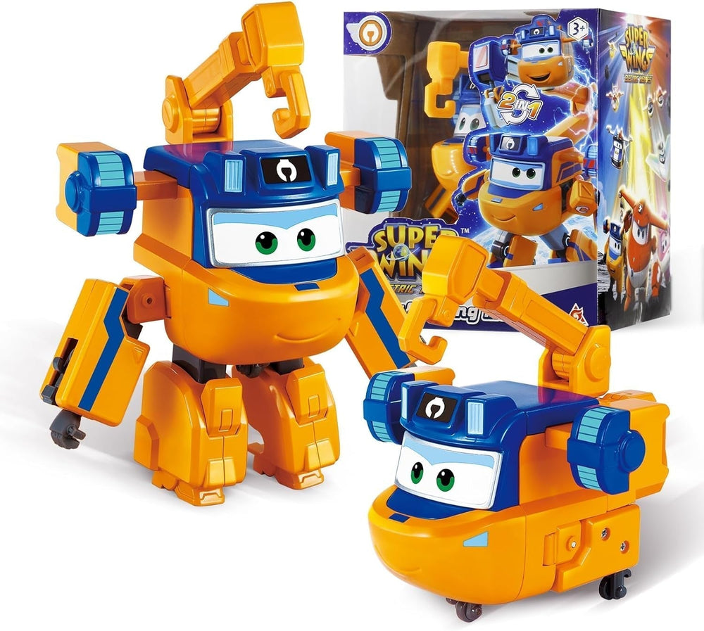 Avión de transformación Super Wings Traver sobrealimentado, aprox. Figura de juego grande para niños de 12,7 cm Figura de avión y robot de juguete para niños y niñas mayores de 3 años Figuras de acción plateadas Naty Shop Marty