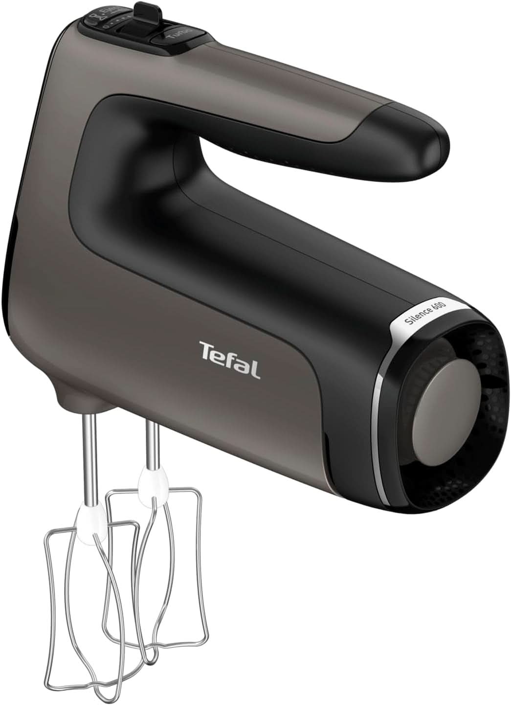 Batidora de mano Tefal HT650E Power Mix Silence | 600 vatios | Controlador de velocidad variable | Función Turbo y Auswurf | Motor de Ocio Extremo | incluido 2 Rührbesen y 2 Knethaken | Trigo Cocina Naty Tienda