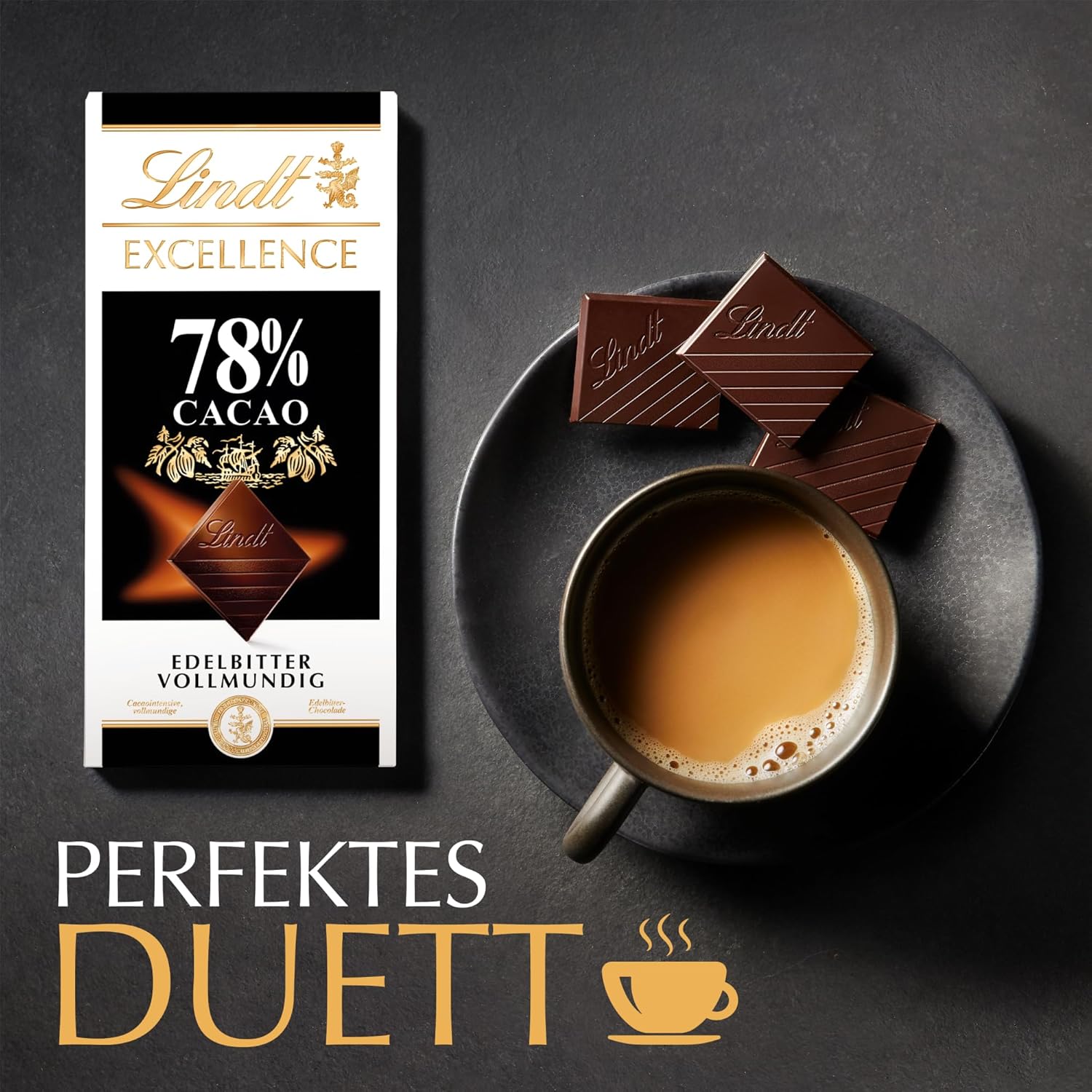 Lindt Excellence Barrita 78 Percent Cacao - Barrita Vegana Persistencia Intensidad Cacao 100g Ideal Regalo
