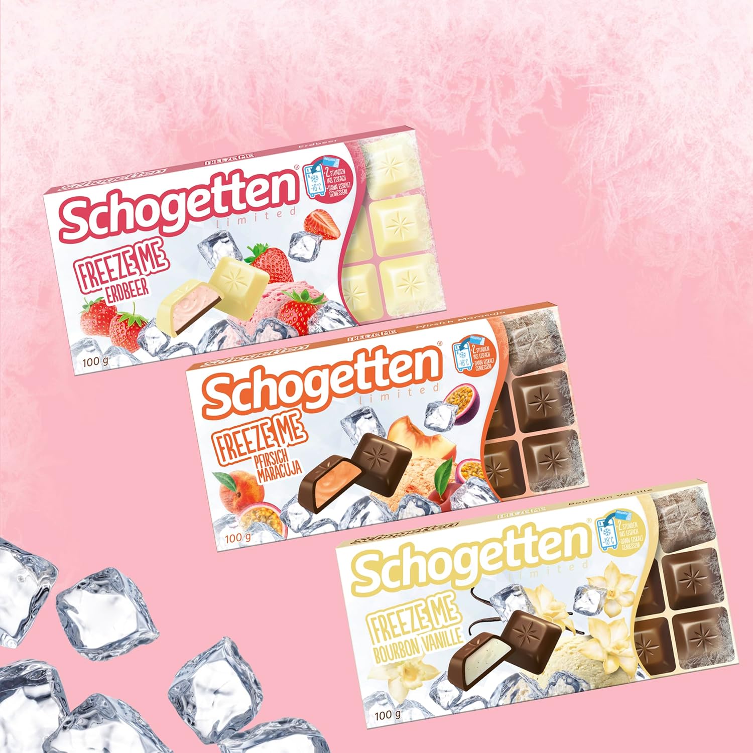Schogetten Freeze Me Strawberry Edición Limitada - Helado Frío De Chocolate Con Intenso Sabor A Fresa