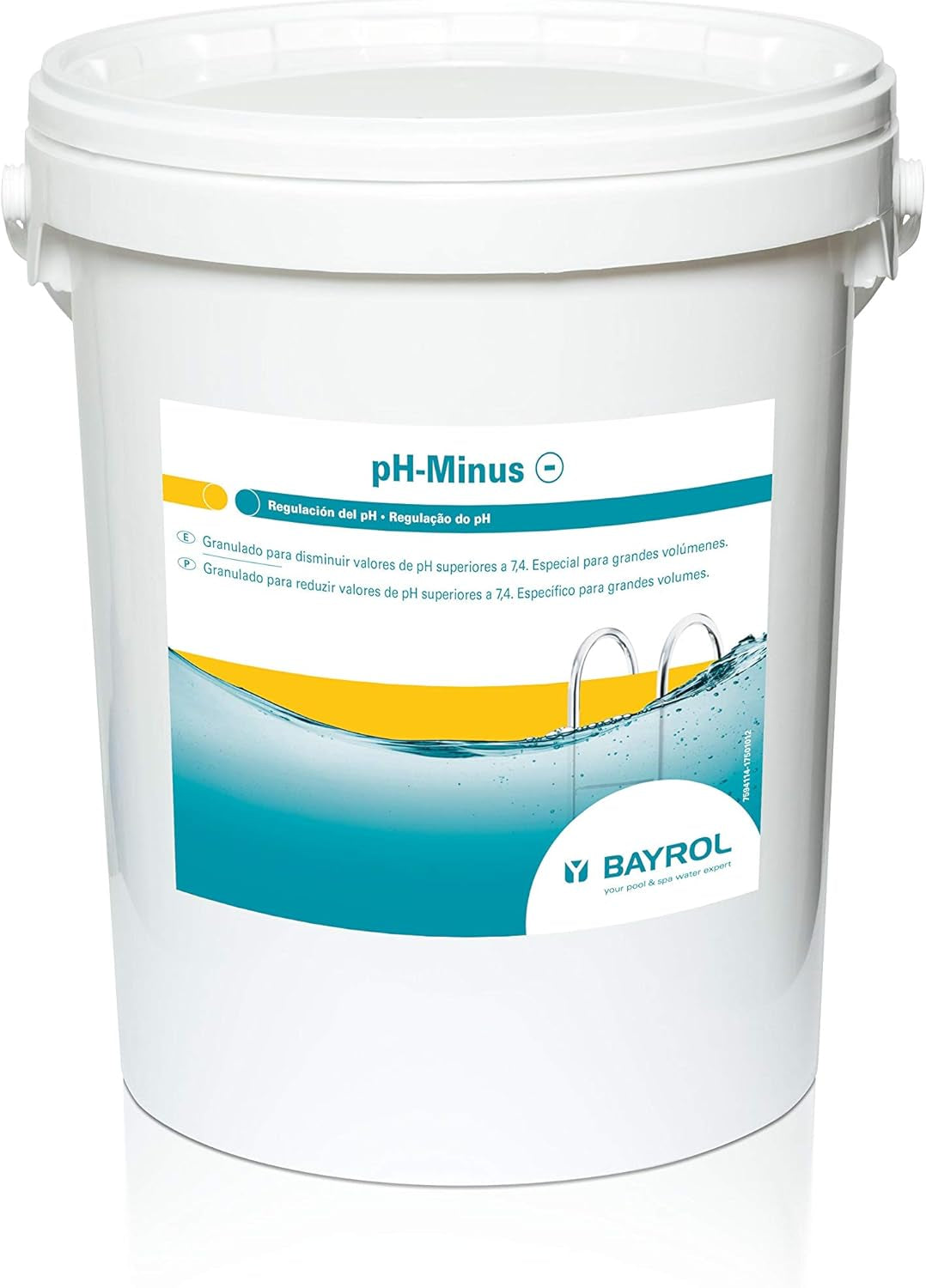 BAYROL e-pH-Minus granulado 6 kg - reduce rápida y eficazmente los niveles excesivamente altos de pH en piscinas - fácil dosificación directamente en el agua - incluye vaso dosificador - reductor de pH - ajuste de pH para piscinas