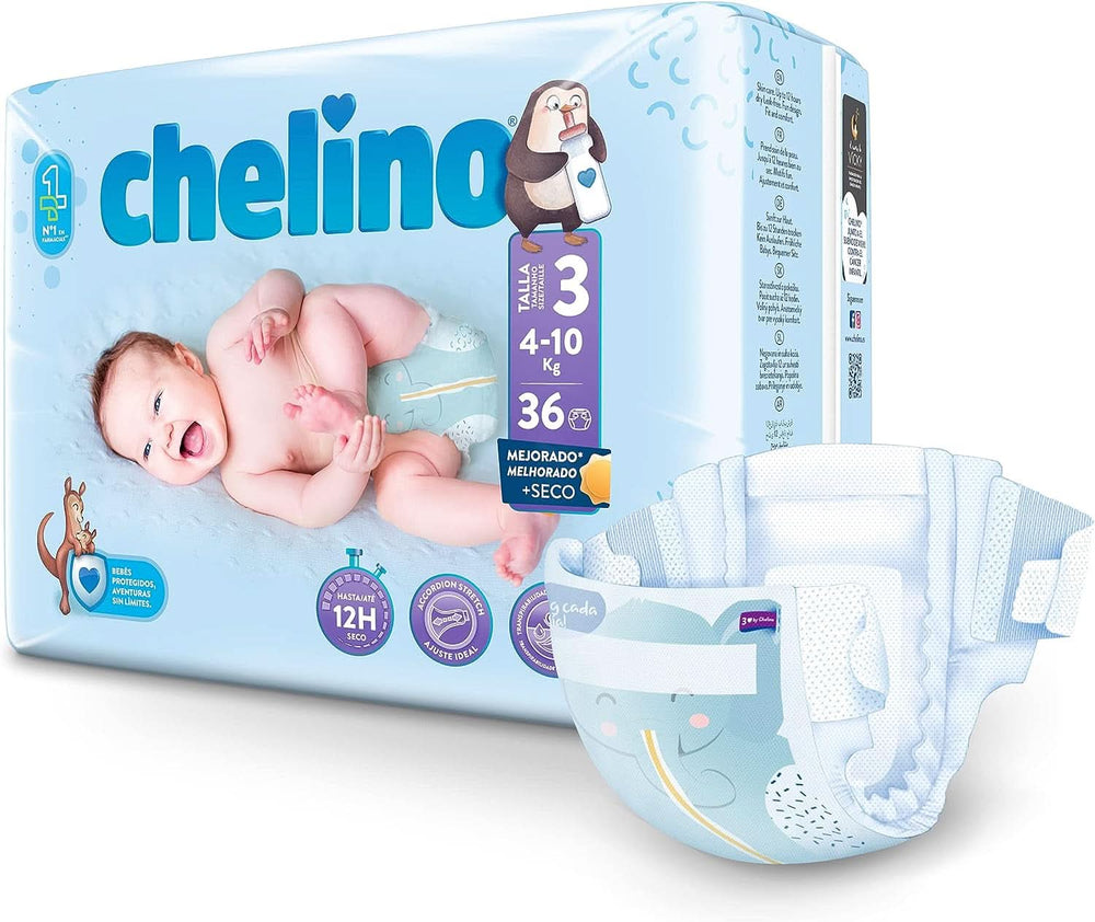 Chelino, talla 3 (4-10 kg), 36 pañales Madre e Hijo Naty Shop