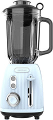 Cecotec Batidora amasadora Retro Power Black Titanium Retroblue, 1200 W de potencia máxima, 1,5 L de capacidad de cristal, Einstellbare Geschwindigkeit, 4 Klingen Mit Schwarzem Titanbeschichtung, 100% Kupfermotor. Cocina Naty Tienda