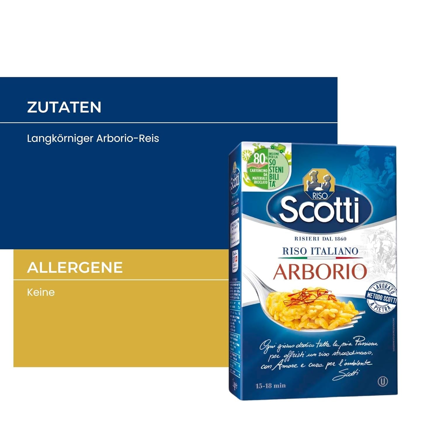 Arroz Arborio, arroz extrafino para risotto, arroz de Italia, tiempo de cocción 15-18 minutos, 1 kg
