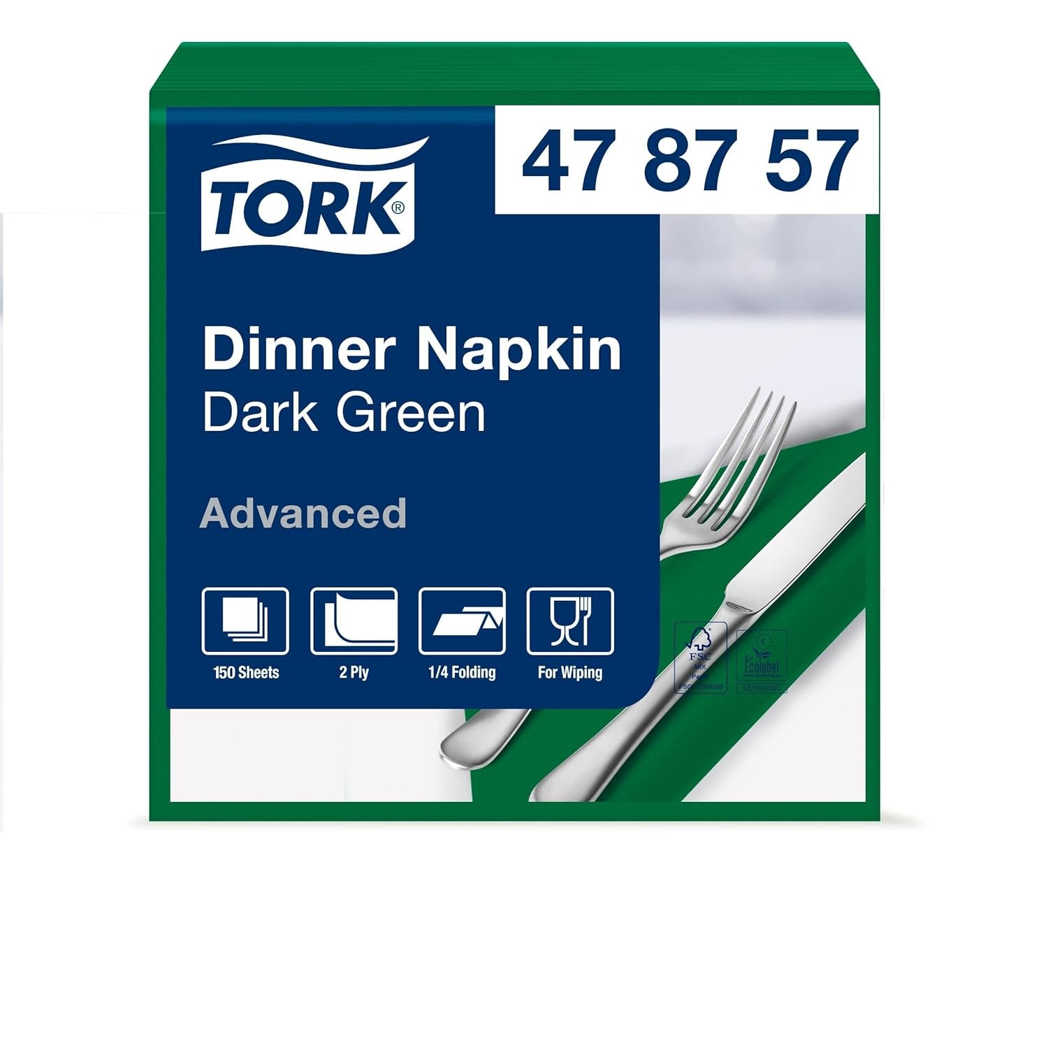Tork Linstyle 509542 Șervețele pentru cocktail negru, 1/4 pliere, 1 strat, 23,8 x 23,8 cm, 1 x 100 șervețele