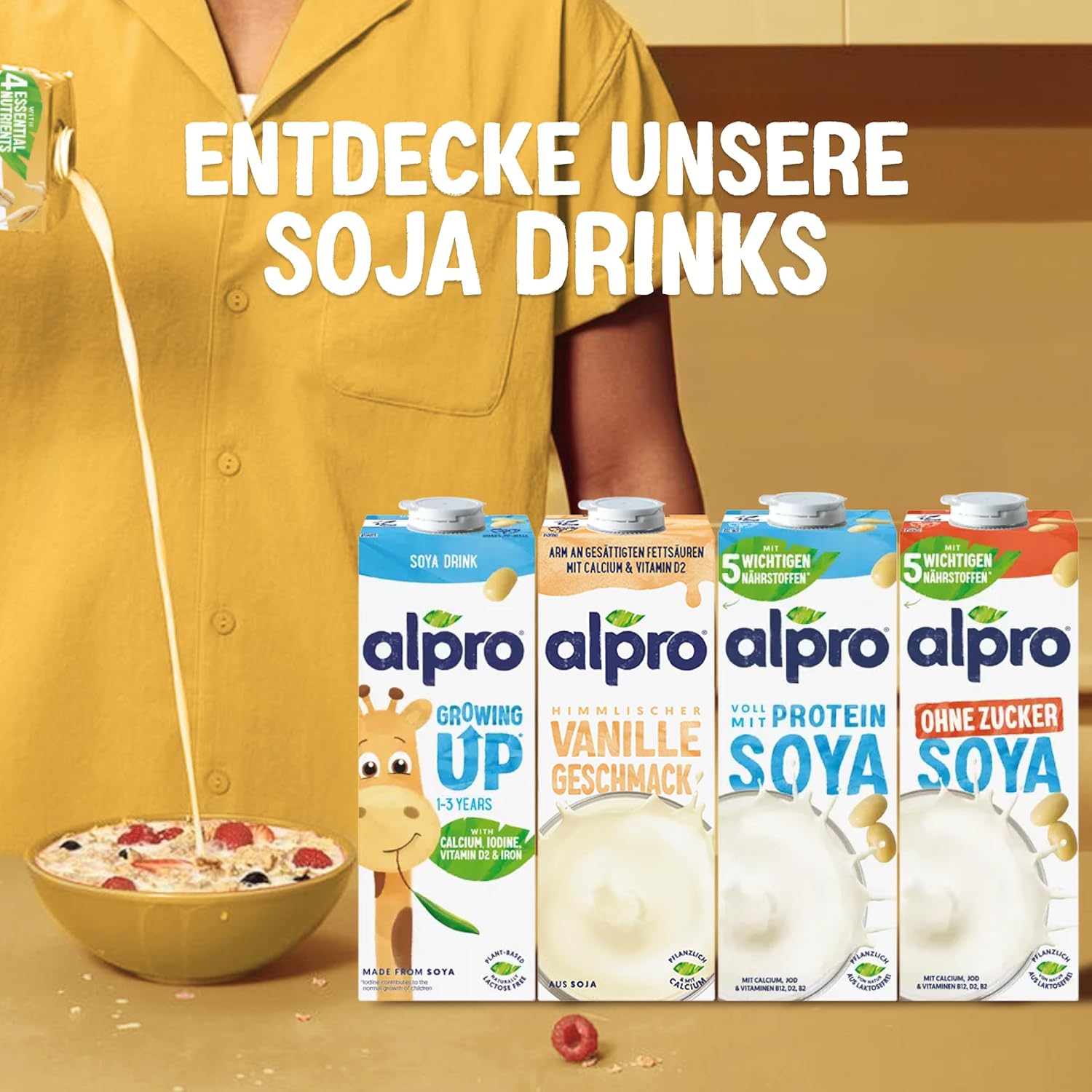 Alpro Leche De Soja Vainilla 8x1L - Vegana Y Rica En Calcio