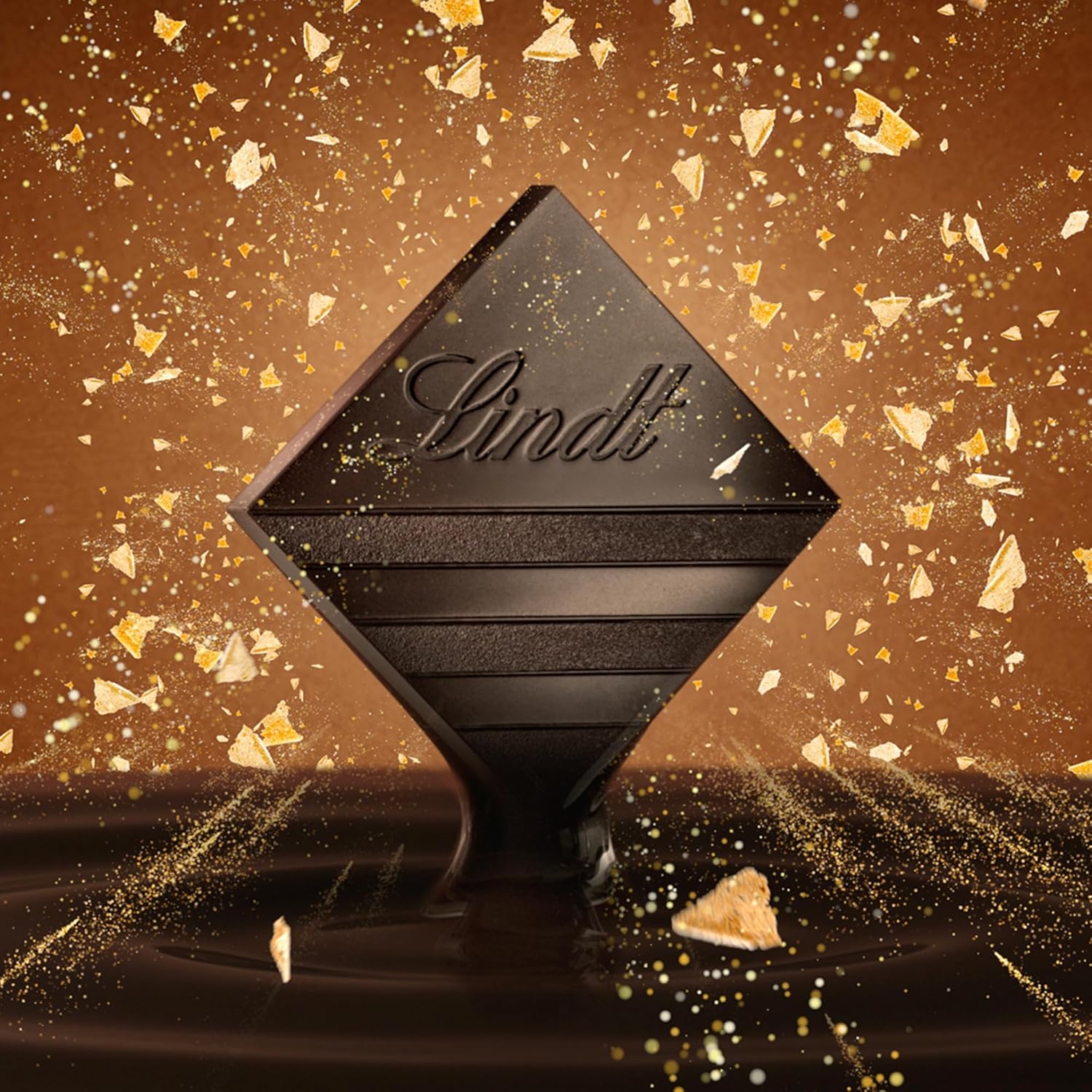 Lindt EXCELLENCE Trozos de masa con lentejuelas y caramelo - Chocolate negro fino con sabor intenso a cacao