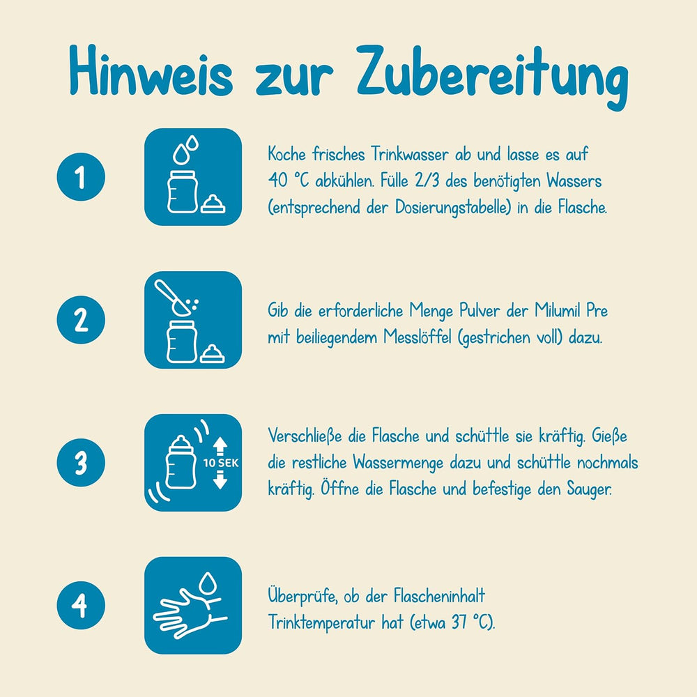 Milupa Milumil Pre, Leche en polvo para bebés - Con nutrientes importantes y sin aceite de palma - 800 g Naty Shop