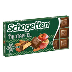 Schogetten Edición de invierno con manzanas maduras I Barra de chocolate 100g I con chocolate con leche y en cómodos trozos individuales