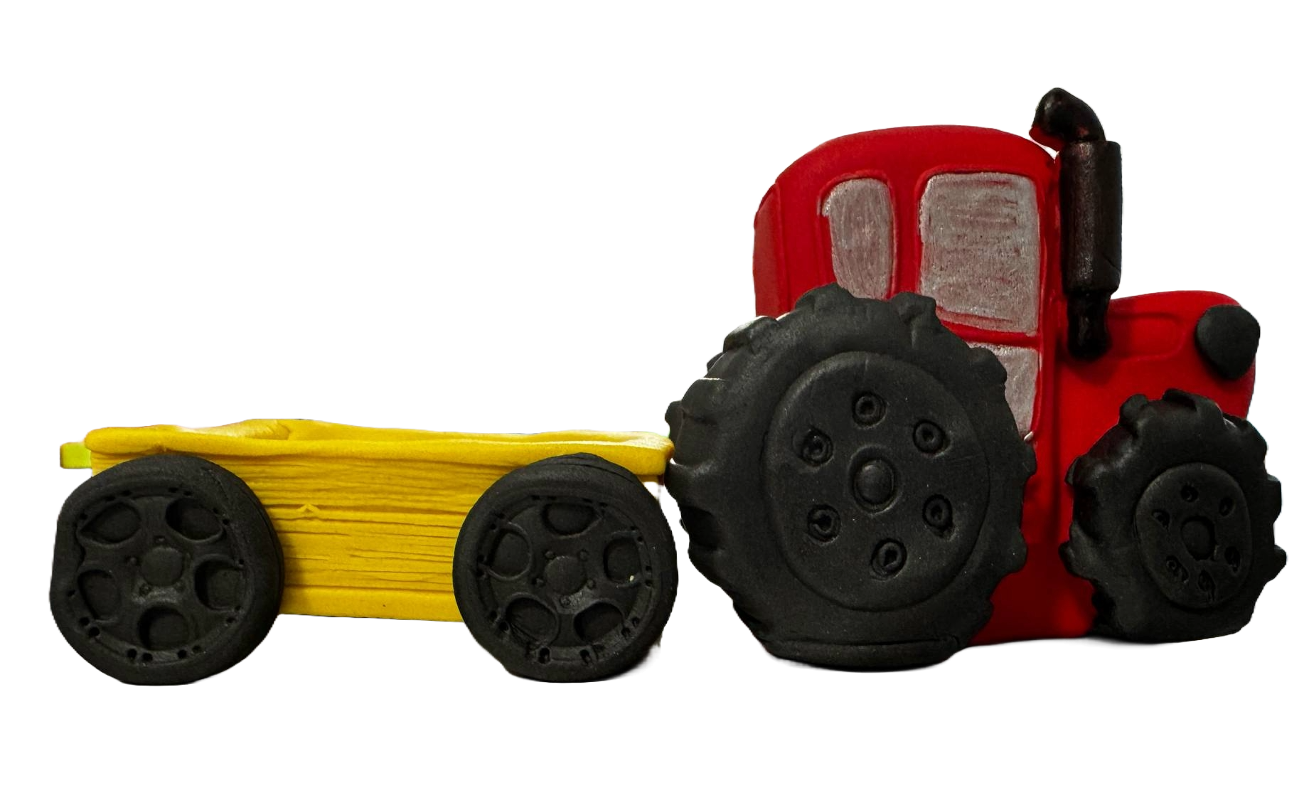 Set 2 decoratiuni comestibile din pasta de zahar, Tractor cu remorca Decoratiuni din Pasta de Zahar Nati Shop