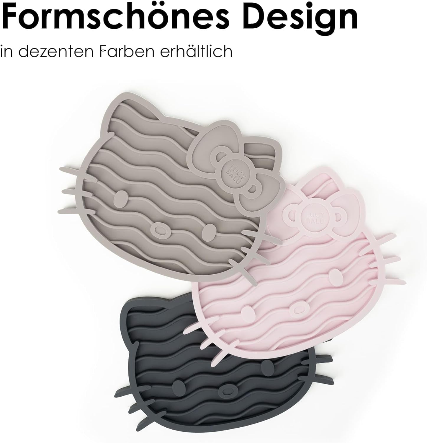 LucyBalu X Hello Kitty ZENCAT Covoraș de lins pentru pisici | Covoraș de lins pentru pisici | Hrănitor lent | Covoraș de lins din silicon de calitate alimentară | Covoraș de lins din silicon | Taupe