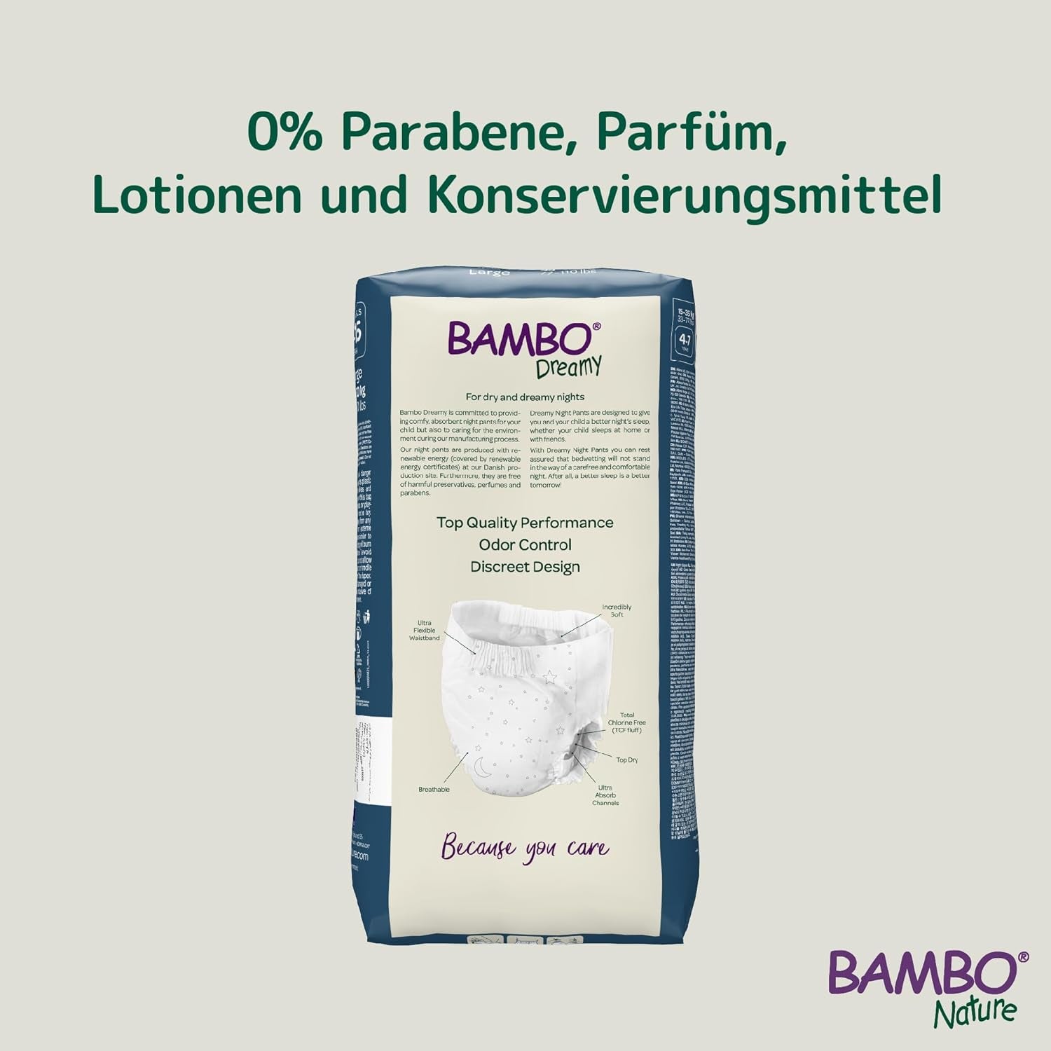 Pañales extraíbles nocturnos Bambo Dreamy, grandes (35-50 kg/77-110 lb), paquete de 10 | Pañales pull-up para niños | Ropa de dormir ultraabsorbente para mojar la cama