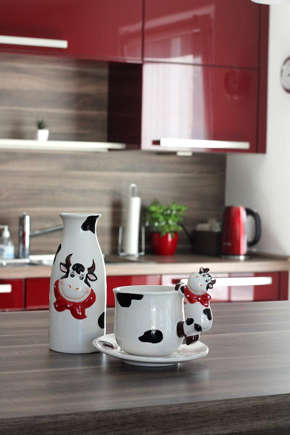 Dekohelden24 cutie de depozitare ceramică vacă, aprox. 12 x 11 x 20.5 cm, 20 Cutii depozitare alimente Naty Shop