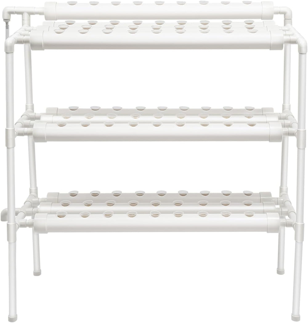 Kit de creștere hidroponică cu 3 straturi cu 90/108 poziții de plantare și pompă de apă, sisteme de creștere a plantelor fără sol din PVC, kituri de creștere hidroponică pentru cultivarea legumelor și fructelor (108 poziții de plantare)