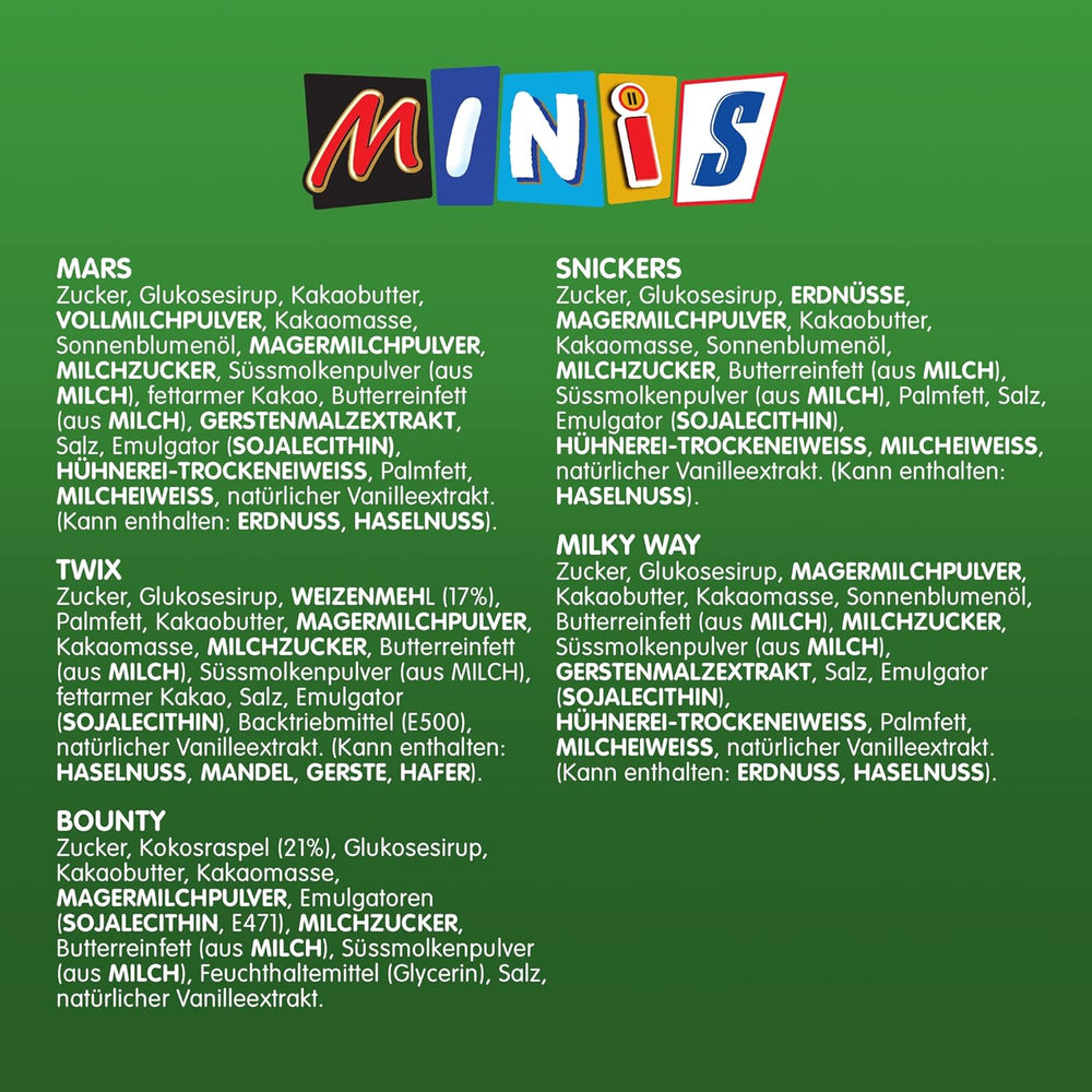 Minis mixtos, Snickers, Bounty, Twix, Milky Way, paquete a granel de chocolate, un paquete (1 x 400 g) (paquete de 5)