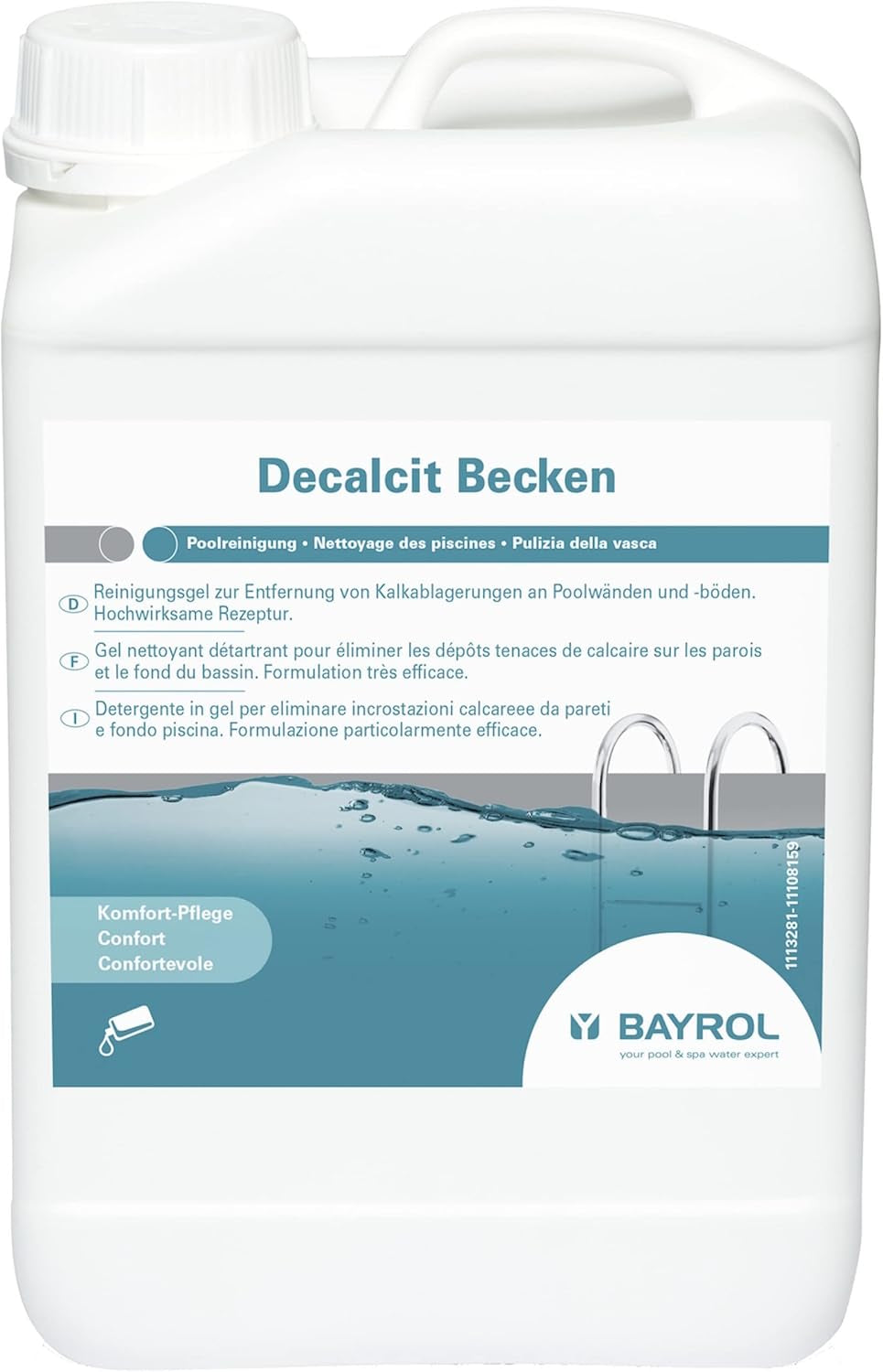 BAYROL Decalcit gel limpiador de piscinas 1 L para eliminar depósitos de cal de paredes y suelos de piscinas - Fórmula altamente eficaz - Disuelve la suciedad persistente, la cal y los depósitos metálicos