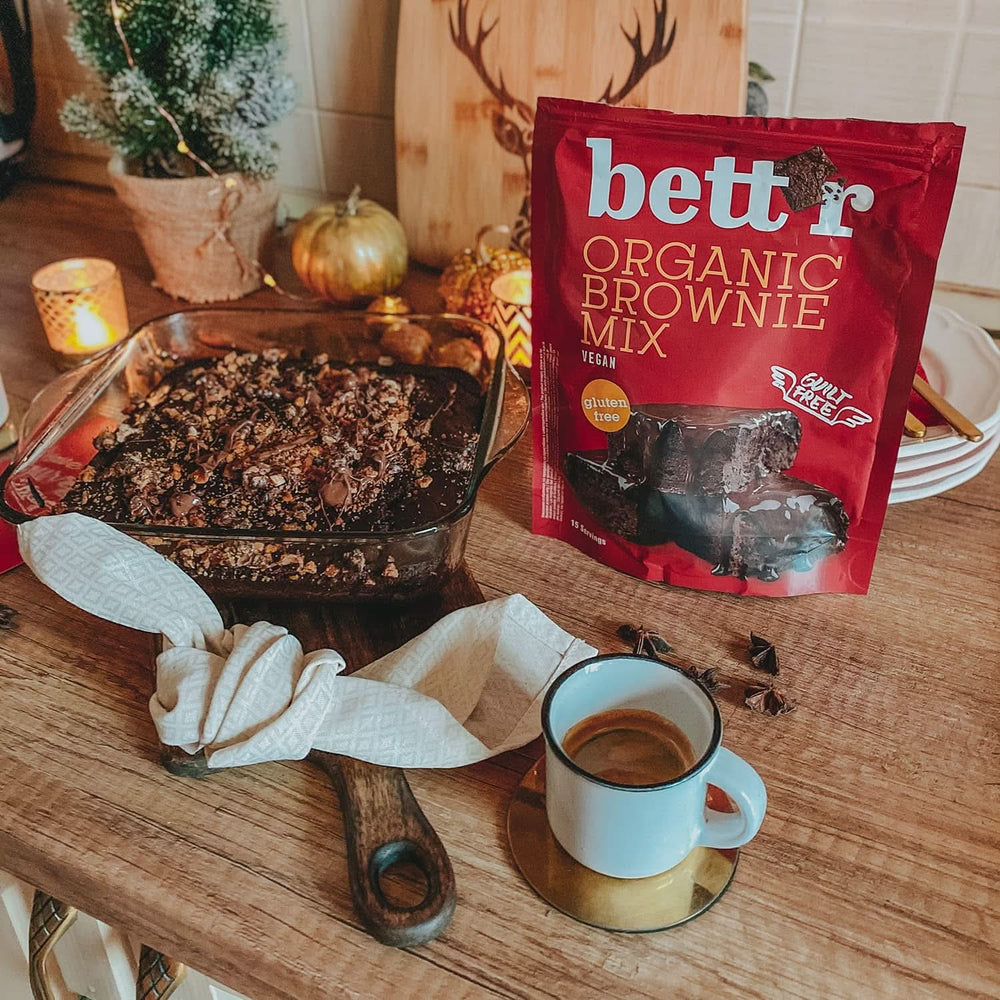 Bettr Organic Brownie Mix - Brownies orgánicos, veganos y sin gluten con rico sabor a cacao, 6 x 400 gramos Kitchen Naty Shop