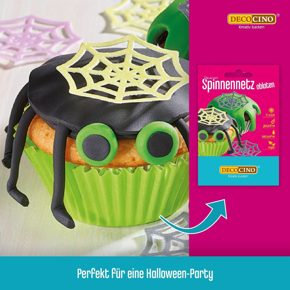 DECOCINO Gofres Comestibles Telaraña 3D Halloween 12 Piezas Sprinkles Naty Shop