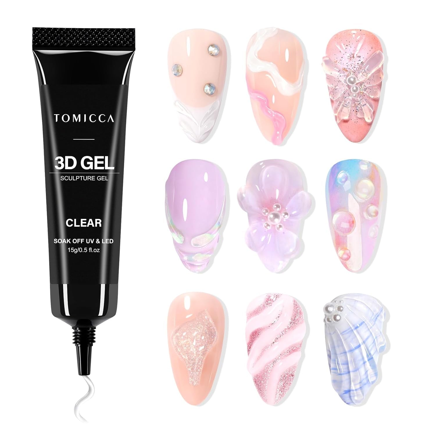 TOMICCA Clear Blooming Gel Nagellack, UV LED Spreading Nagellack Für Nageldesign, Marmor, Aquarell Blüten Nail Art Polish 8Ml